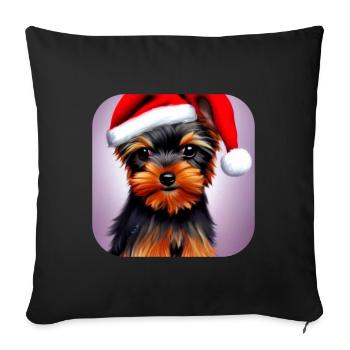Yorkshire Terrier Chiot - Housse de coussin décorative 45 x 45 cm - noir - Devant