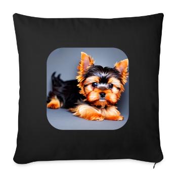 Yorkshire Terrier Chiot - Housse de coussin décorative 45 x 45 cm - noir - Devant
