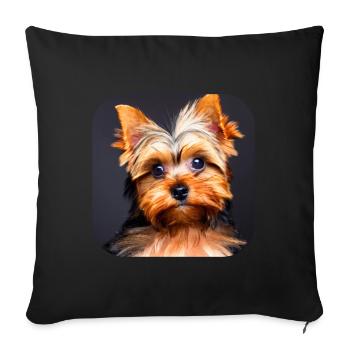 Yorkshire Terrier Chiot - Housse de coussin décorative 45 x 45 cm - noir - Devant