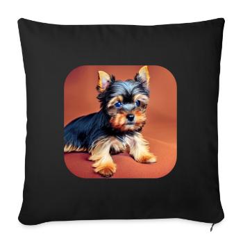 Yorkshire Terrier Chiot - Housse de coussin décorative 45 x 45 cm - noir - Devant