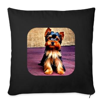 Yorkshire Terrier Chiot - Housse de coussin décorative 45 x 45 cm - noir - Devant