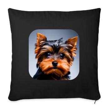 Yorkshire Terrier Chiot - Housse de coussin décorative 45 x 45 cm - noir - Devant