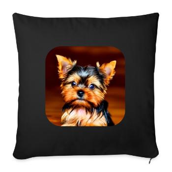 Yorkshire Terrier Chiot - Housse de coussin décorative 45 x 45 cm - noir - Devant