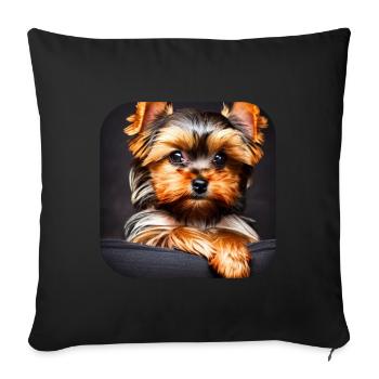 Yorkshire Terrier Chiot - Housse de coussin décorative 45 x 45 cm - noir - Devant