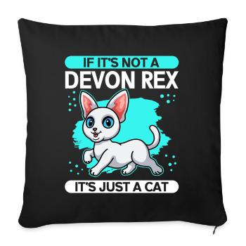 Devon Rex Cat Cat Owner Cat Gift - Sofa pillowcase 17,3'' x 17,3'' (45 x 45 cm) - black - Front