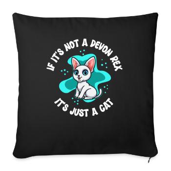 Devon Rex cat | Cat Owner Cat Gift - Sofa pillowcase 17,3'' x 17,3'' (45 x 45 cm) - black - Front