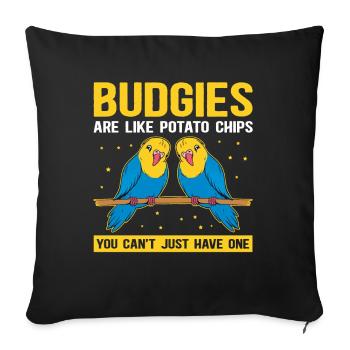 Cadeau de perruche du propriétaire de Budgerigar - Housse de coussin décorative 45 x 45 cm - noir - Devant
