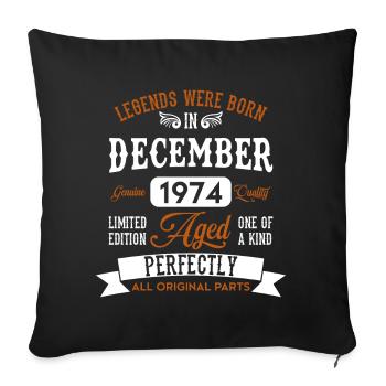 Année Décembre 1974 Cadeau d’anniversaire - Housse de coussin décorative 45 x 45 cm - noir - Devant