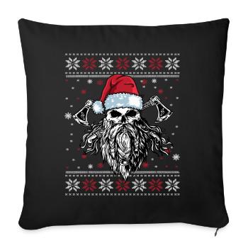 Viking Ugly Christmas – Valhalla Wikinger Outfit - Housse de coussin décorative 45 x 45 cm - noir - Devant