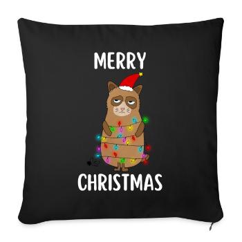 Merry Christmas Funny Christmas Shirt - Sofa pillowcase 17,3'' x 17,3'' (45 x 45 cm) - black - Front
