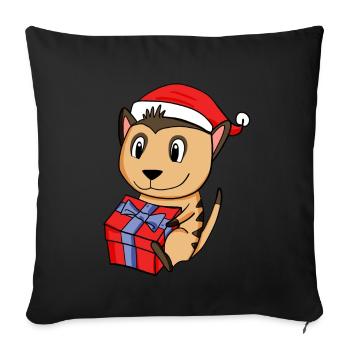 Christmas Meerkat Baby with Gift - Sofa pillowcase 17,3'' x 17,3'' (45 x 45 cm) - black - Front