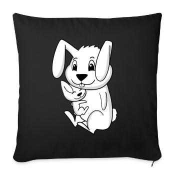 Familie Schwangerschaft - Hase mit Baby - Hase - Sofakissenbezug 45 x 45 cm - Schwarz - Vorne