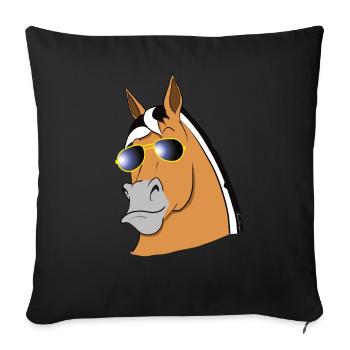 Cheval du fjord cool avec des lunettes de soleil drôle de fjord - Housse de coussin décorative 45 x 45 cm - noir - Devant