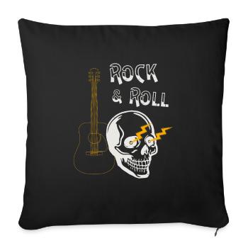 Totenkopf Rocker Rock & Roll Gitarre Musiker - Sofakissenbezug 45 x 45 cm - Schwarz - Vorne