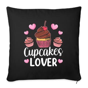 Cupcake Liebhaber Essen Cupcakes Süß - Sofakissenbezug 45 x 45 cm - Schwarz - Vorne