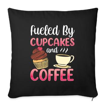 Propulsé par Cupcakes et Coffee Eating Cupcake - Housse de coussin décorative 45 x 45 cm - noir - Devant