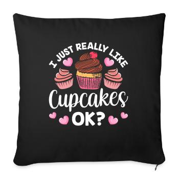J’aime vraiment les cupcakes cupcakes sucrés - Housse de coussin décorative 45 x 45 cm - noir - Devant