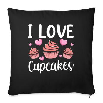 Ich Liebe Cupcakes Essen Süß Liebhaber Cupcake - Sofakissenbezug 45 x 45 cm - Schwarz - Vorne