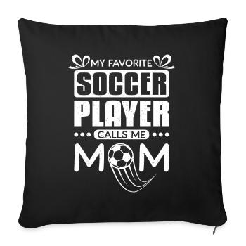 Mon joueur de football préféré m’appelle maman - Housse de coussin décorative 45 x 45 cm - noir - Devant