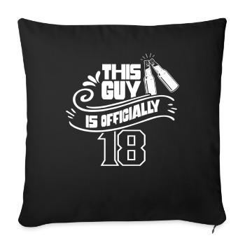 Ce gars a officiellement 18 ans dix-huit ans - Housse de coussin décorative 45 x 45 cm - noir - Devant