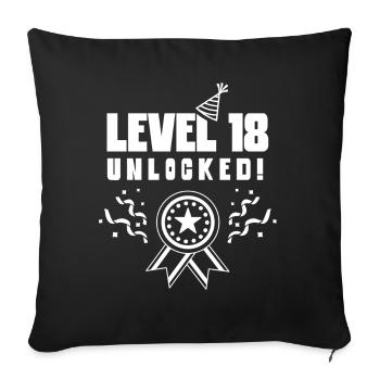 Level 18 Unlocked Celebration Eighteen Birthday - Sofa pillowcase 17,3'' x 17,3'' (45 x 45 cm) - black - Front