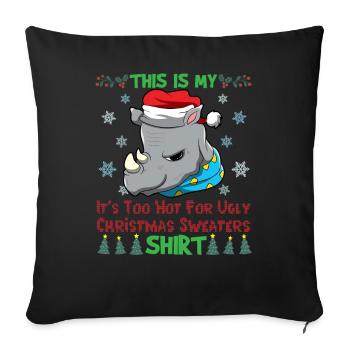 C’est mon pull de Noël C’est trop chaud pour un pull de Noël moche - Housse de coussin décorative 45 x 45 cm - noir - Devant