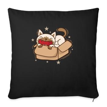 Katze im Karton Siamese Cat Haustier - Sofakissenbezug 45 x 45 cm - Schwarz - Vorne