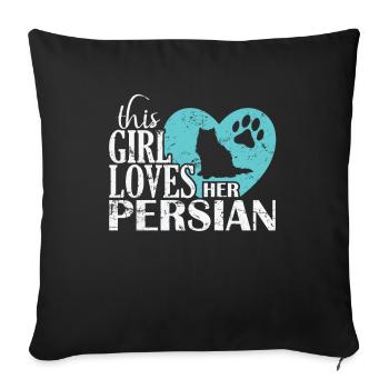 Cette fille aime son chat persan chat domestique - Housse de coussin décorative 45 x 45 cm - noir - Devant