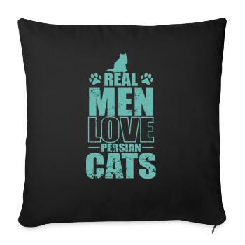Real Men Love Persian Cats Domestic Cat - Sofa pillowcase 17,3'' x 17,3'' (45 x 45 cm) - black - Front