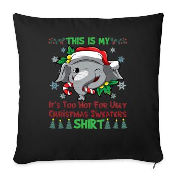 C’est mon pull de Noël C’est trop chaud pour un pull de Noël moche - Housse de coussin décorative 45 x 45 cm - noir - Devant