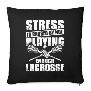 Le stress est causé par le fait de ne pas jouer suffisamment à la crosse - Housse de coussin décorative 45 x 45 cm - noir - Devant