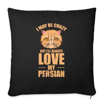 Je suis peut-être folle mais j’aimerai toujours mon chat persan - Housse de coussin décorative 45 x 45 cm - noir - Devant