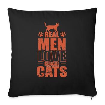 Les vrais hommes aiment les chats du Bengale Chat domestique - Housse de coussin décorative 45 x 45 cm - noir - Devant