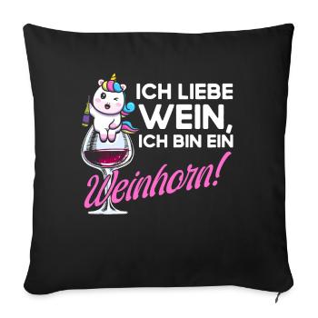 Ich Liebe Wein Ich Bin ein Einhorn - Sofakissenbezug 45 x 45 cm - Schwarz - Vorne