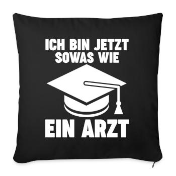 Doktor Abschluss Doktorand Promotion Doktortitel - Sofakissenbezug 45 x 45 cm - Schwarz - Vorne