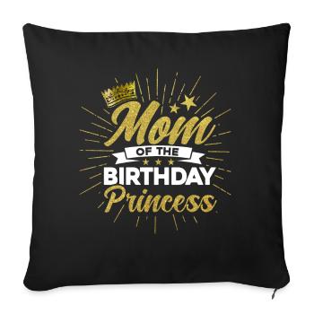 Maman de la princesse d’anniversaire - Housse de coussin décorative 45 x 45 cm - noir - Devant