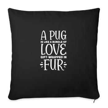 Carlin Chien Chien Ami Pet Pug Pug Pug Cadeau - Housse de coussin décorative 45 x 45 cm - noir - Devant