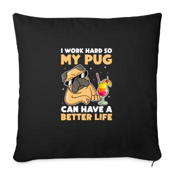 Carlin Chien Chien Ami Pet Pug Pug Pug Cadeau - Housse de coussin décorative 45 x 45 cm - noir - Devant