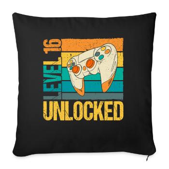 Level 16 Unlocked - Sofa pillowcase 17,3'' x 17,3'' (45 x 45 cm) - black - Front