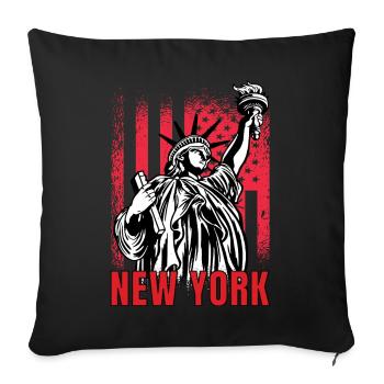 Liberty Statue NY Souvenir New York City États-Unis - Housse de coussin décorative 45 x 45 cm - noir - Devant