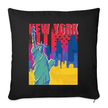 NY Souvenir New York City Liberty Island USA - Sofa pillowcase 17,3'' x 17,3'' (45 x 45 cm) - black - Front