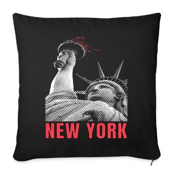 New York City Liberty Statue Manhattan États-Unis - Housse de coussin décorative 45 x 45 cm - noir - Devant