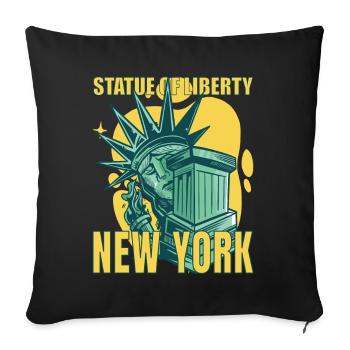 New York City Liberty Statue Manhattan États-Unis - Housse de coussin décorative 45 x 45 cm - noir - Devant