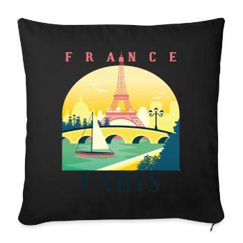 Ich liebe Paris und Eiffelturm Bonjour aus Frankre - Sofakissenbezug 45 x 45 cm - Schwarz - Vorne