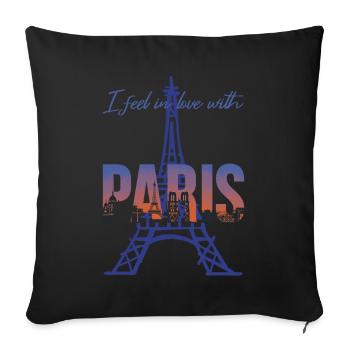 Eiffelturm Ich liebe Paris Bonjour aus Frankreich - Sofakissenbezug 45 x 45 cm - Schwarz - Vorne