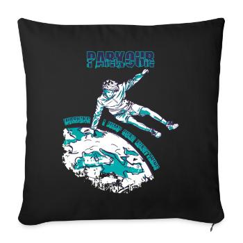 Avertissement Parkour Sautez par-dessus tout Freestyle Runnin - Housse de coussin décorative 45 x 45 cm - noir - Devant
