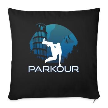 Avertissement de parkour sauter par-dessus tout comme la tour de Pise - Housse de coussin décorative 45 x 45 cm - noir - Devant