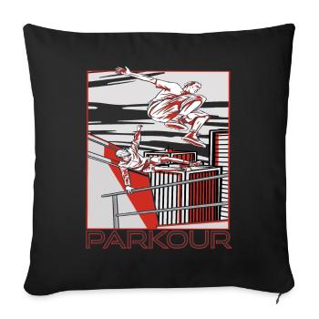 Parkour Warnung Über alles springen Laufen Springe - Sofakissenbezug 45 x 45 cm - Schwarz - Vorne