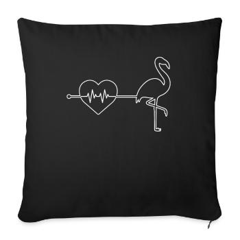 Flamingo heartbeat - Sofa pillowcase 17,3'' x 17,3'' (45 x 45 cm) - black - Front