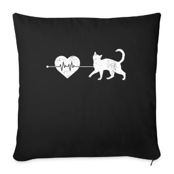 Cat heartbeat - Sofa pillowcase 17,3'' x 17,3'' (45 x 45 cm) - black - Front